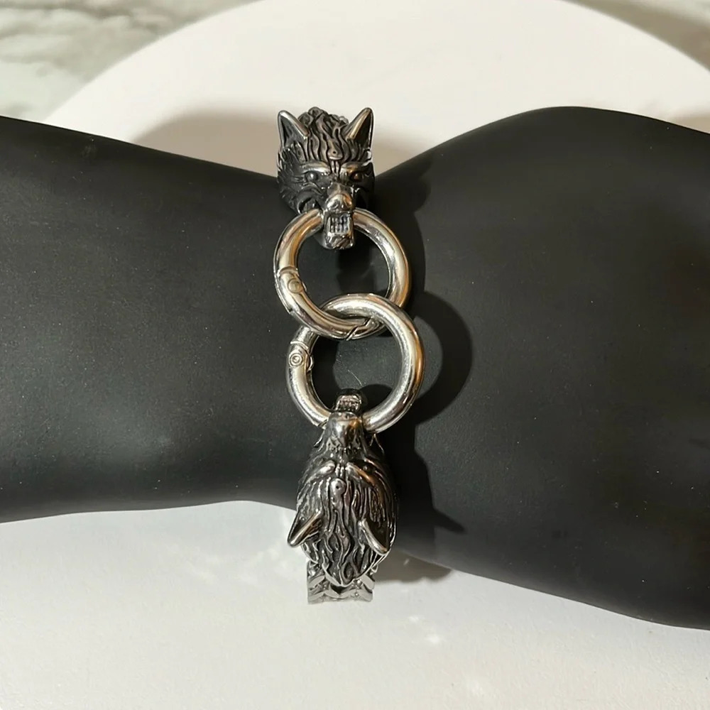 VIKING CELTIC WOLF STAINLESS STEEL BRACELET - Picture 3 of 7
